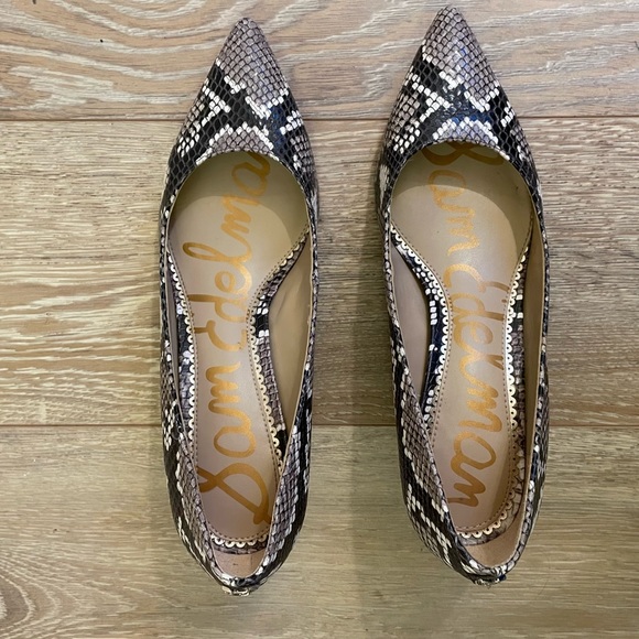 Sam Edelman Snake Print Leather Kitten Heel Pumps - Picture 3 of 5